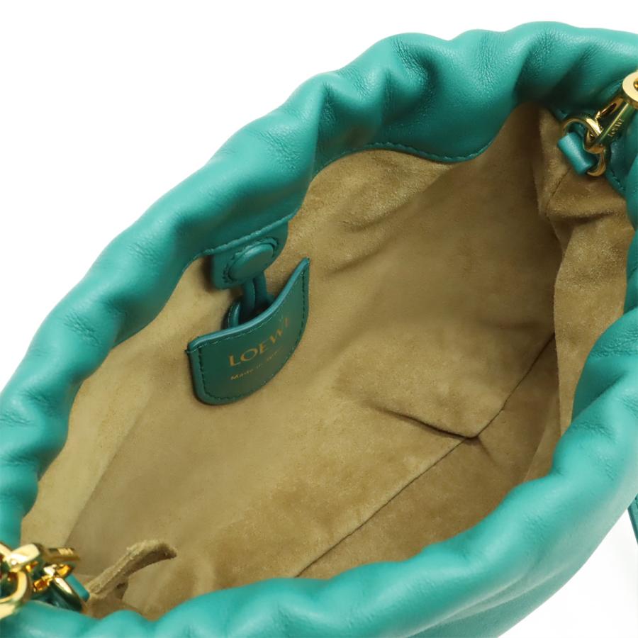 LOEWE ロエベ フラメンコパース ミニ ジェイドコレクション ショルダーバッグ ポシェット 2WAY クラッチバッグ 巾着 ポーチ レザー グリーン 緑 | LOEWE | 05
