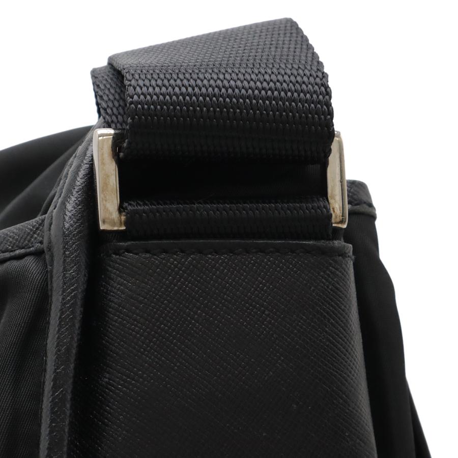PRADA プラダ ショルダーバッグ メッセンジャーバッグ 斜め掛け ナイロン レザー NERO 黒 ブラック シルバー金具 V166 | PRADA | 04