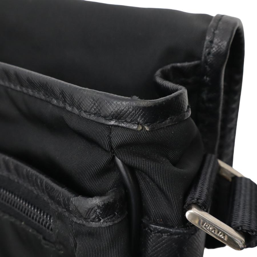 PRADA プラダ ショルダーバッグ メッセンジャーバッグ 斜め掛け ナイロン レザー NERO 黒 ブラック シルバー金具 V166 | PRADA | 08