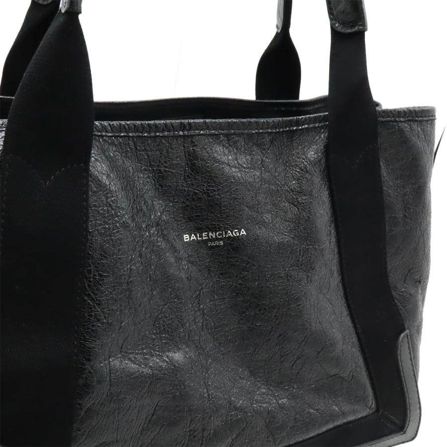 BALENCIAGA バレンシアガ エクスクルーシブライン ネイビー カバ S ロゴ トートバッグ ハンドバッグ レザー ブラック 黒 542017 | BALENCIAGA | 08