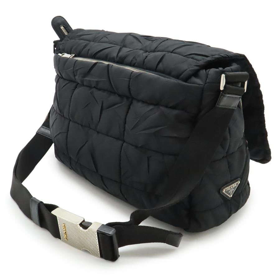 PRADA プラダ ショルダーバッグ メッセンジャーバッグ キルティング ナイロン レザー NERO 黒 ブラック シルバー金具 国内免税店購入品 | PRADA | 01
