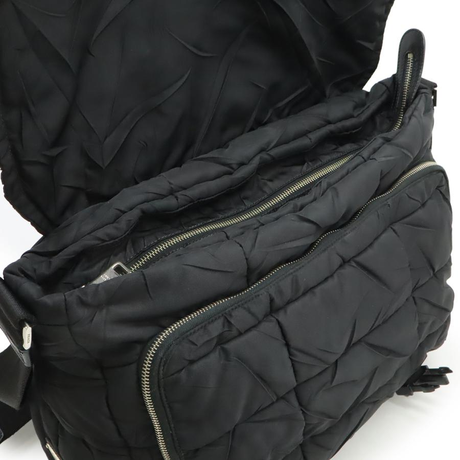 PRADA プラダ ショルダーバッグ メッセンジャーバッグ キルティング ナイロン レザー NERO 黒 ブラック シルバー金具 国内免税店購入品 | PRADA | 05