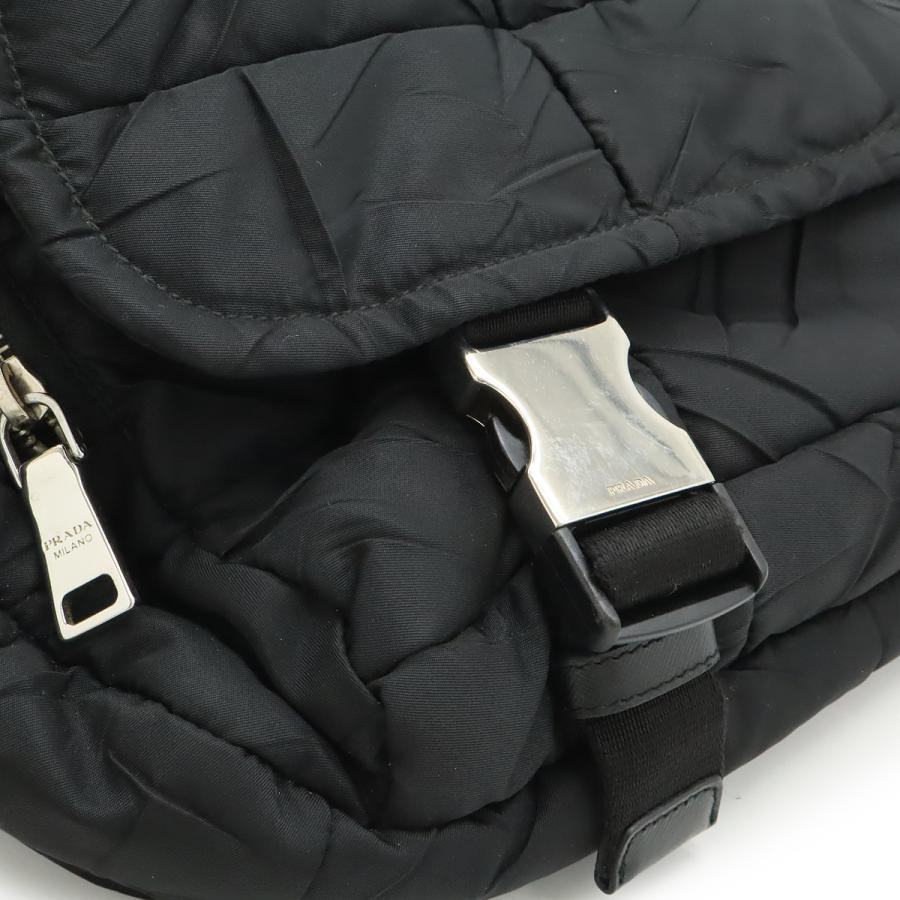 PRADA プラダ ショルダーバッグ メッセンジャーバッグ キルティング ナイロン レザー NERO 黒 ブラック シルバー金具 国内免税店購入品 | PRADA | 08