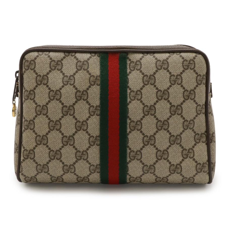 GUCCI グッチ オールドグッチ GGプラス シェリーライン クラッチバッグ セカンドバッグ PVC レザー ベージュ モカブラウン 010-378 | GUCCI