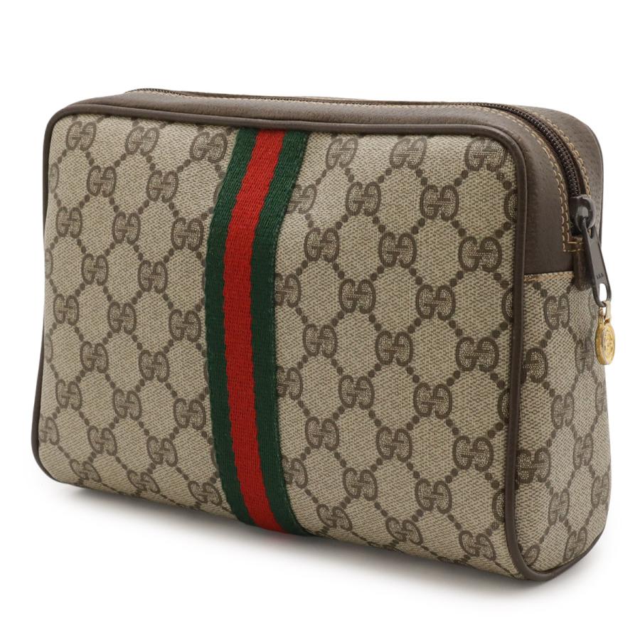 GUCCI グッチ オールドグッチ GGプラス シェリーライン クラッチバッグ セカンドバッグ PVC レザー ベージュ モカブラウン 010-378 | GUCCI | 01