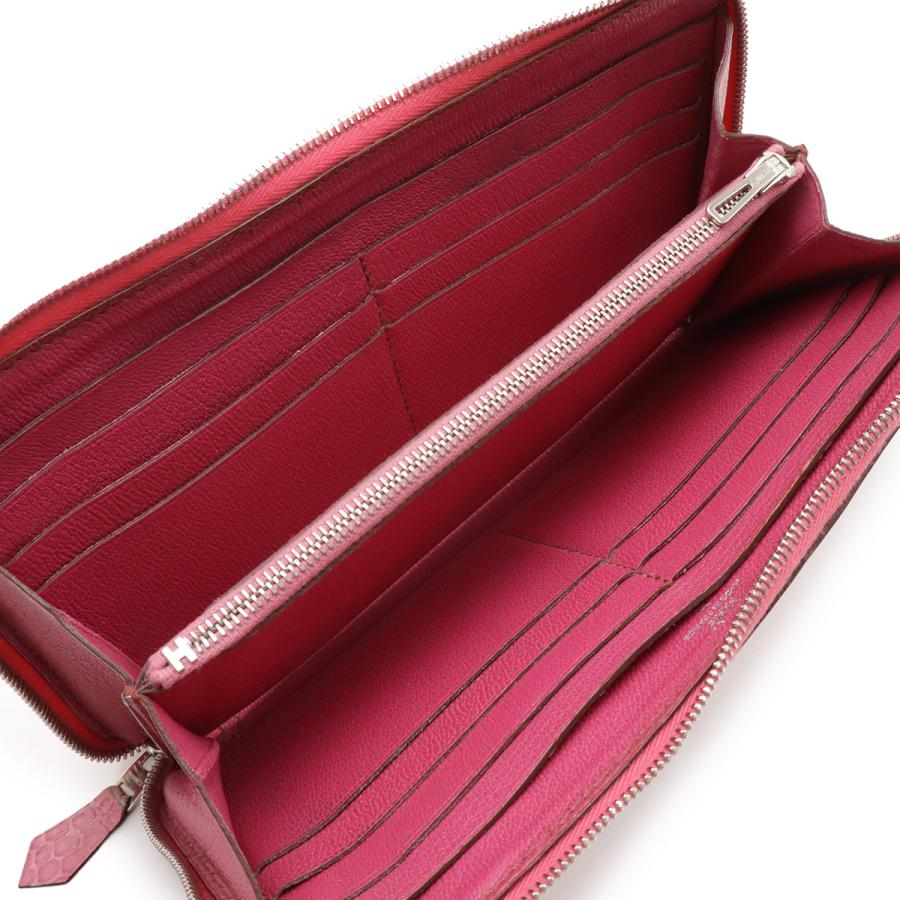 HERMES エルメス アザップロング ラウンドファスナー 長財布 アリゲーター クロコダイル フューシャピンク シルバー金具 □P刻印 | HERMES | 04