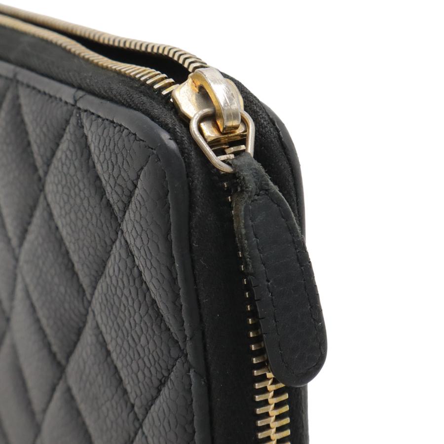 CHANEL シャネル マトラッセ ココマーク ラウンドファスナー 長財布 キャビアスキン レザー ブラック 黒 ゴールド金具 A50097 | CHANEL | 03