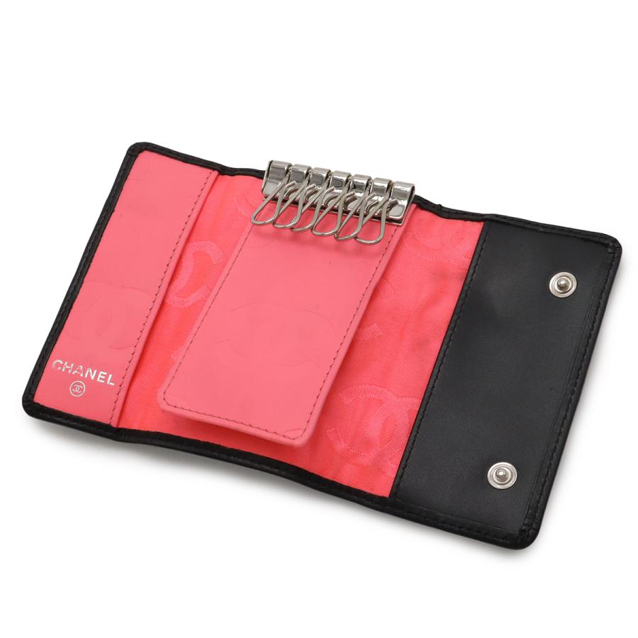 CHANEL シャネル カンボンライン キーケース 6連キーケース ソフトカーフ エナメル パテントレザー ブラック 黒 ピンク A26723 | CHANEL | 03