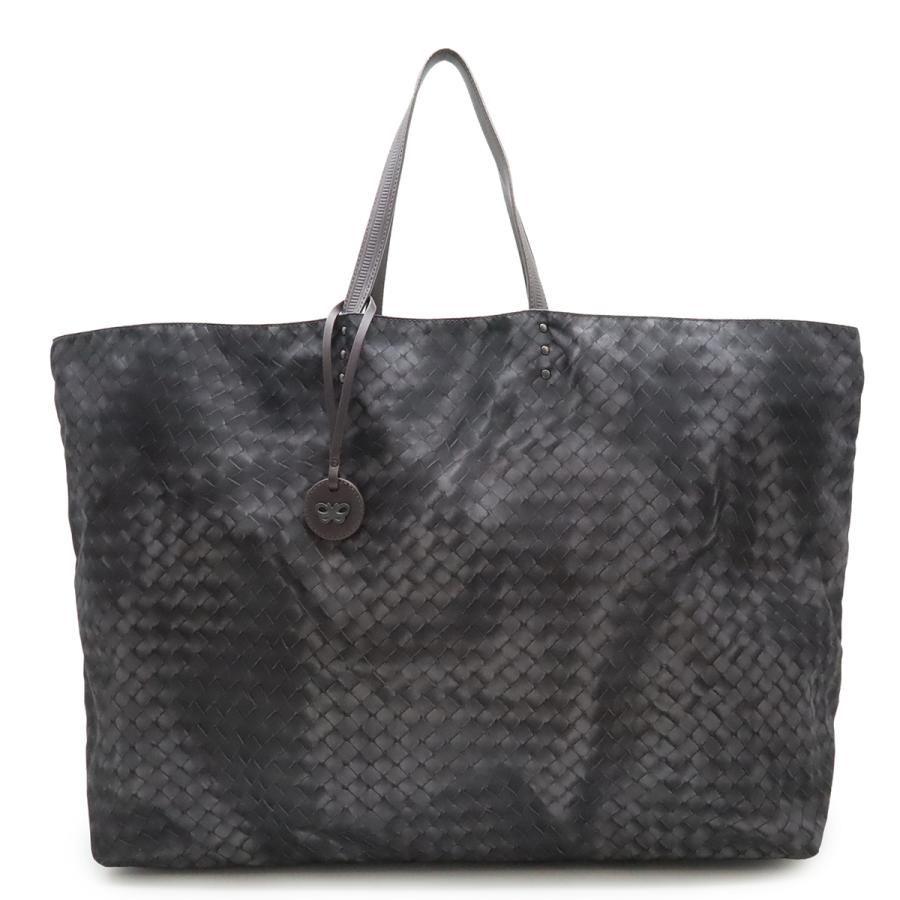 BOTTEGA VENETA ボッテガ ヴェネタ イントレッチオ リュージョン トートバッグ ショルダーバッグ ナイロン レザー グレー チャーム付き | BOTTEGA VENETA