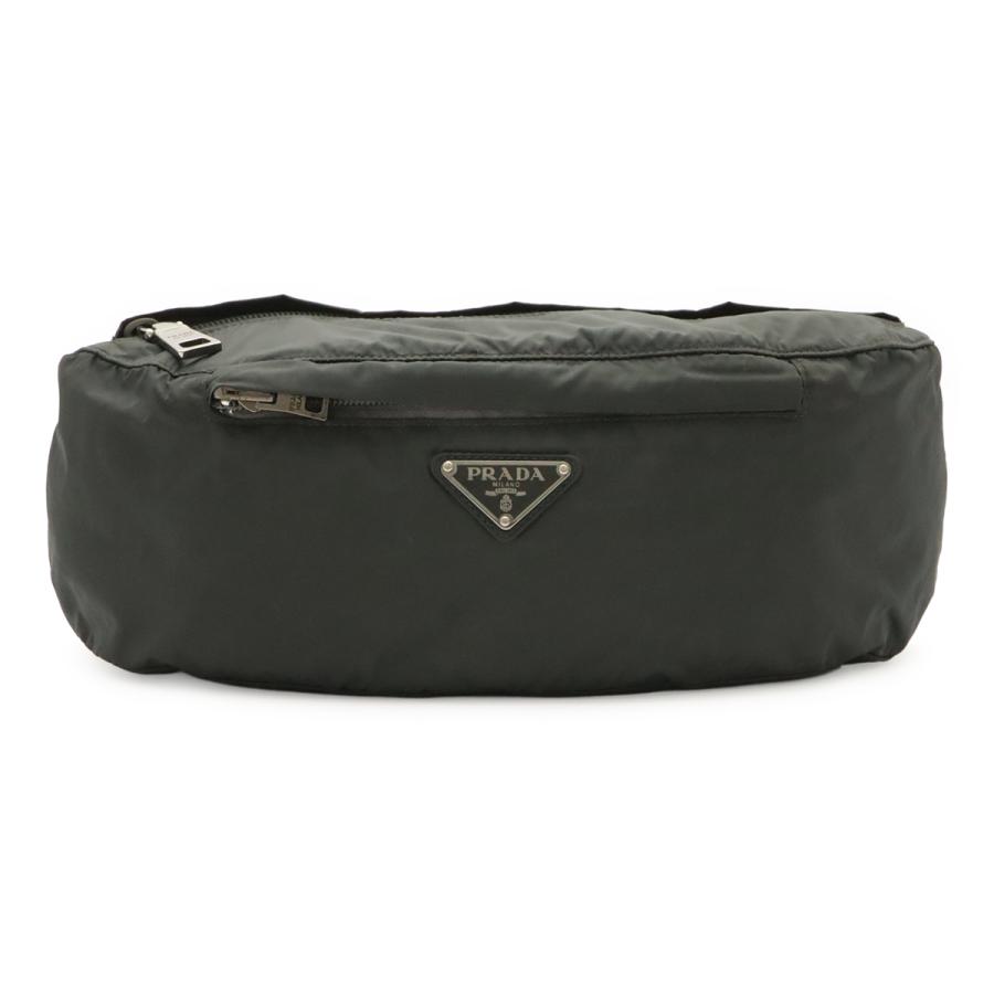 PRADA プラダ トライアングルロゴ ボディバッグ ウエストポーチ ウエストバッグ ヒップバッグ ナイロン グレー シルバー金具 | PRADA