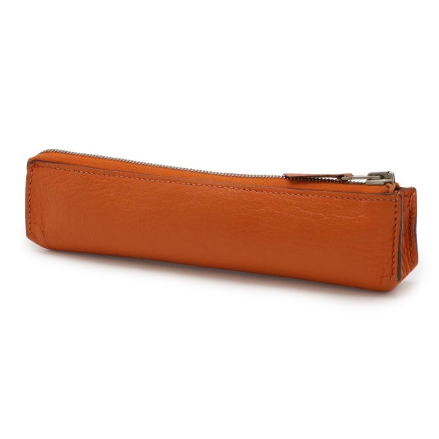 HERMES エルメス ピッコロ ペンケース 筆箱 小物入れ ポーチ ステーショナリー シェーブル レザー オレンジ シルバー金具 □J刻印 | HERMES | 01