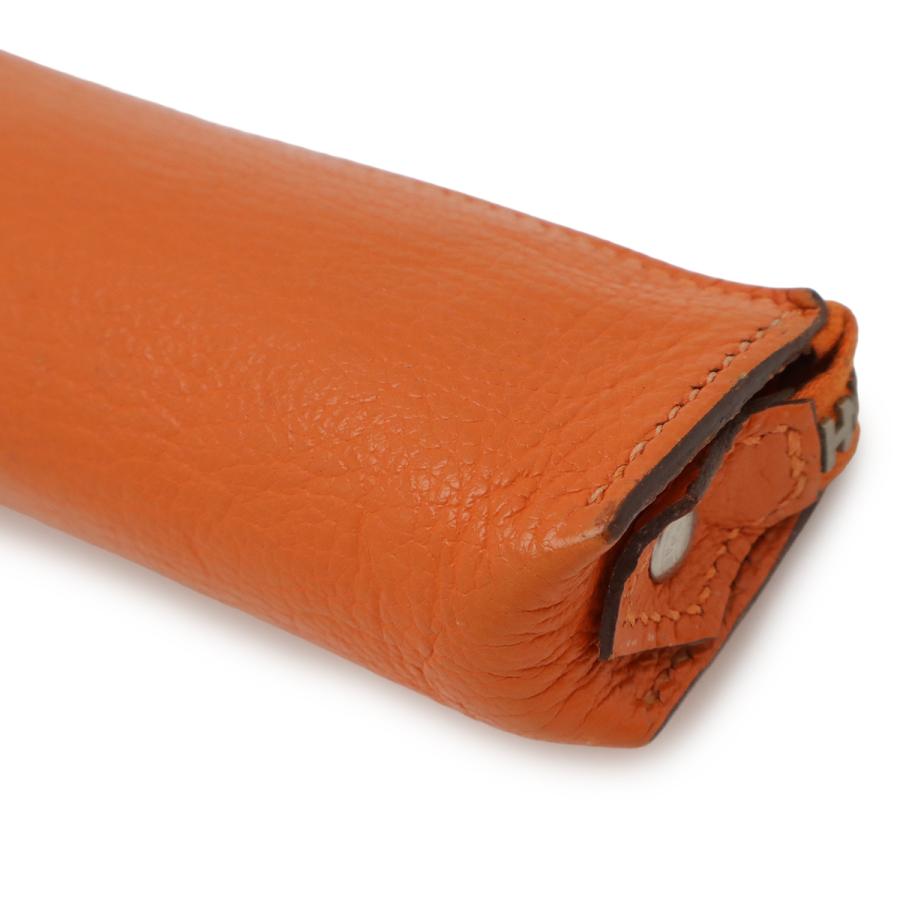 HERMES エルメス ピッコロ ペンケース 筆箱 小物入れ ポーチ ステーショナリー シェーブル レザー オレンジ シルバー金具 □J刻印 | HERMES | 02