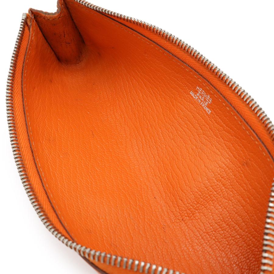 HERMES エルメス ピッコロ ペンケース 筆箱 小物入れ ポーチ ステーショナリー シェーブル レザー オレンジ シルバー金具 □J刻印 | HERMES | 05
