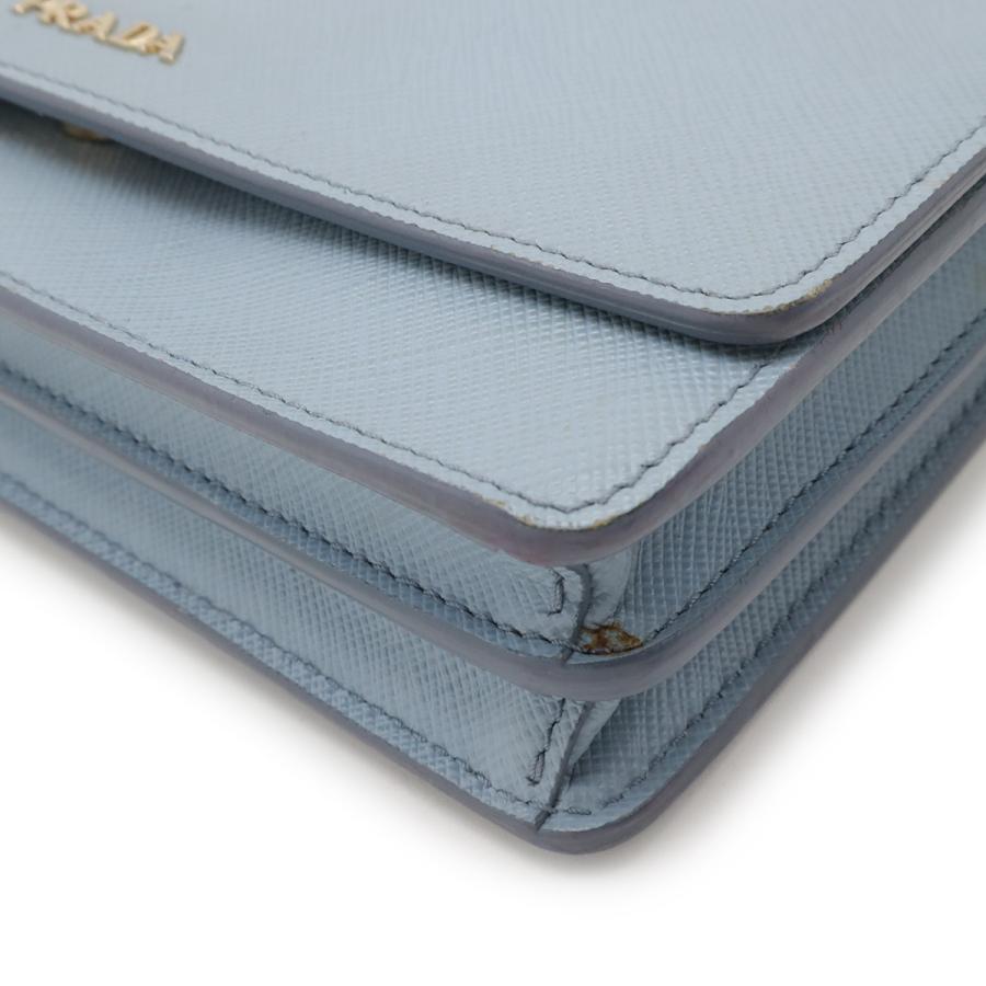 PRADA プラダ SAFFIANO サフィアーノ ショルダーウォレット ショルダーバッグ 2WAY クラッチバッグ レザー ライトブルー 水色 | PRADA | 02