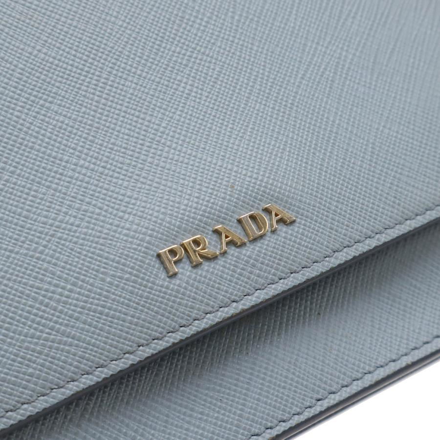 PRADA プラダ SAFFIANO サフィアーノ ショルダーウォレット ショルダーバッグ 2WAY クラッチバッグ レザー ライトブルー 水色 | PRADA | 03