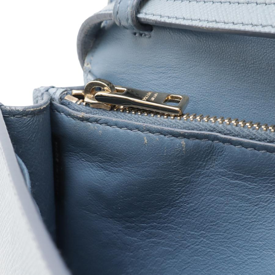PRADA プラダ SAFFIANO サフィアーノ ショルダーウォレット ショルダーバッグ 2WAY クラッチバッグ レザー ライトブルー 水色 | PRADA | 06