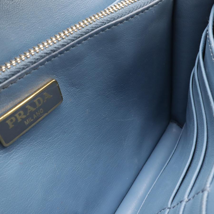 PRADA プラダ SAFFIANO サフィアーノ ショルダーウォレット ショルダーバッグ 2WAY クラッチバッグ レザー ライトブルー 水色 | PRADA | 07