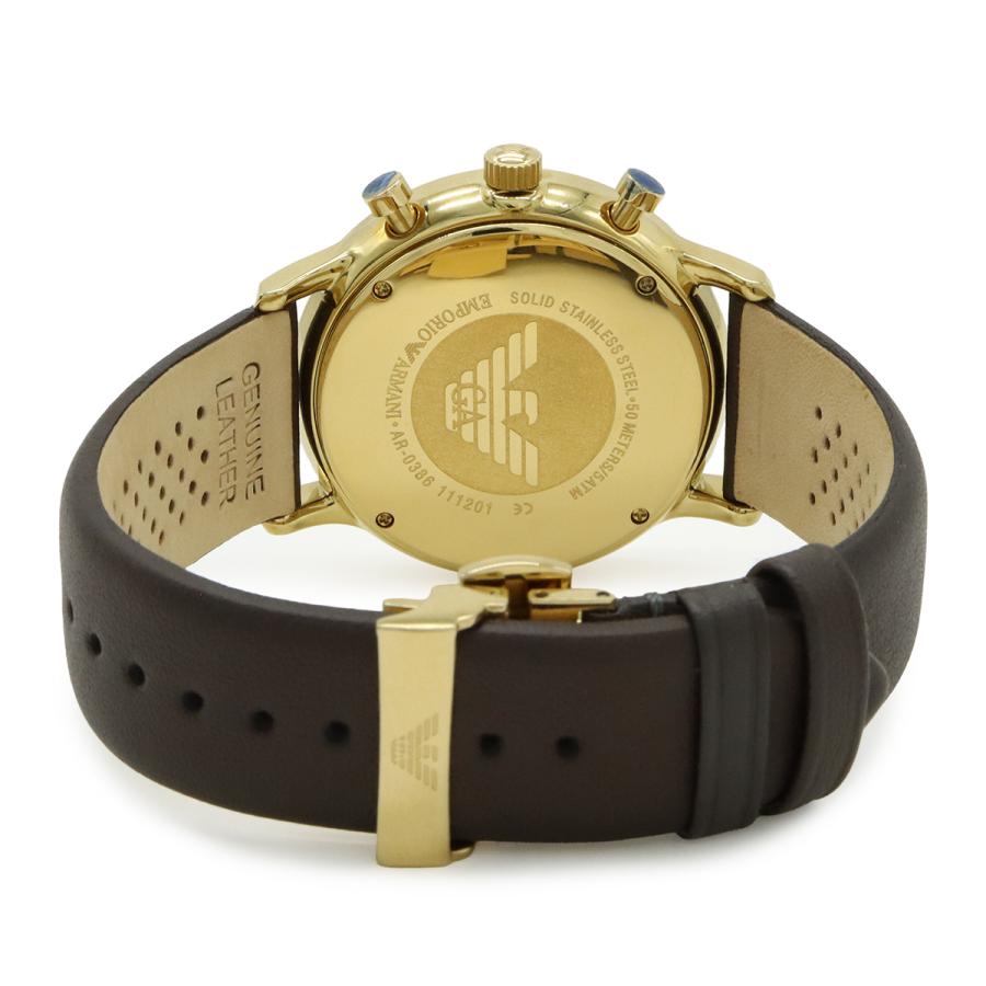 EMPORIO ARMANI エンポリオ アルマーニ クロノグラフ デイト クリーム文字盤 GP 革ベルト クォーツ QZ メンズ 腕時計 AR-0386 | EMPORIO ARMANI | 06