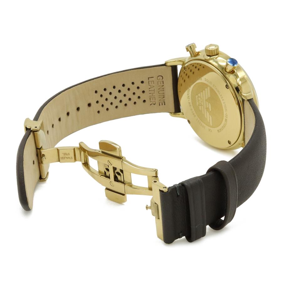 EMPORIO ARMANI エンポリオ アルマーニ クロノグラフ デイト クリーム文字盤 GP 革ベルト クォーツ QZ メンズ 腕時計 AR-0386 | EMPORIO ARMANI | 07