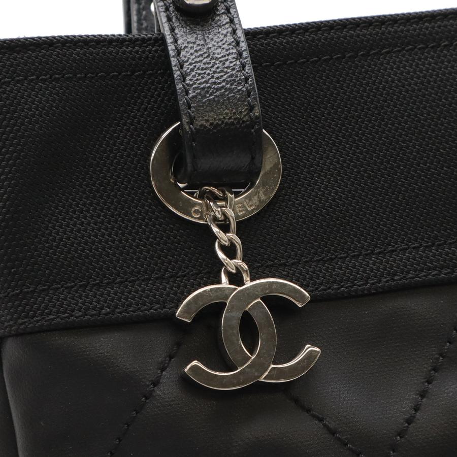 CHANEL シャネル パリビアリッツ トートPM トートバッグ ショルダーバッグ コーティングキャンバス レザー ブラック 黒 シルバー金具 | CHANEL | 03