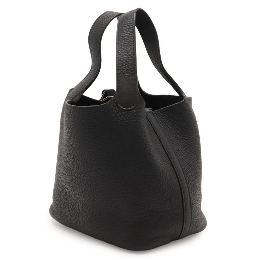 HERMES エルメス ピコタンPM ハンドバッグ トートバッグ ヴォー クリスペ トゴ レザー ブラック 黒 シルバー金具 | HERMES | 01