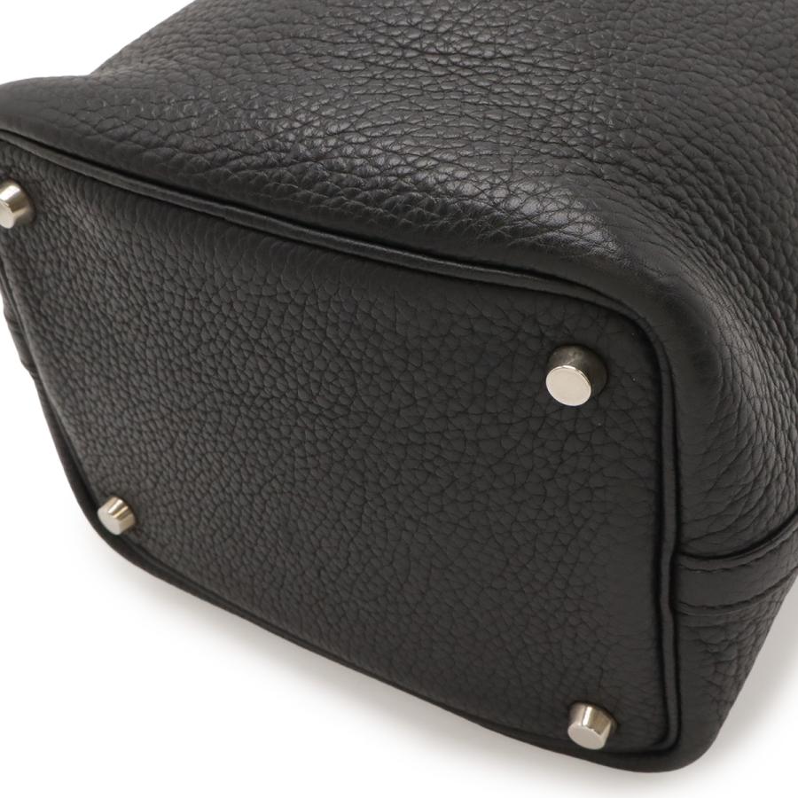 HERMES エルメス ピコタンPM ハンドバッグ トートバッグ ヴォー クリスペ トゴ レザー ブラック 黒 シルバー金具 | HERMES | 02
