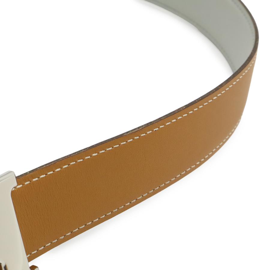 HERMES エルメス Hベルト Hバックル リバーシブル レザー ライトブラウン ライトグレー シルバー金具 #75 □H刻印 | HERMES | 05