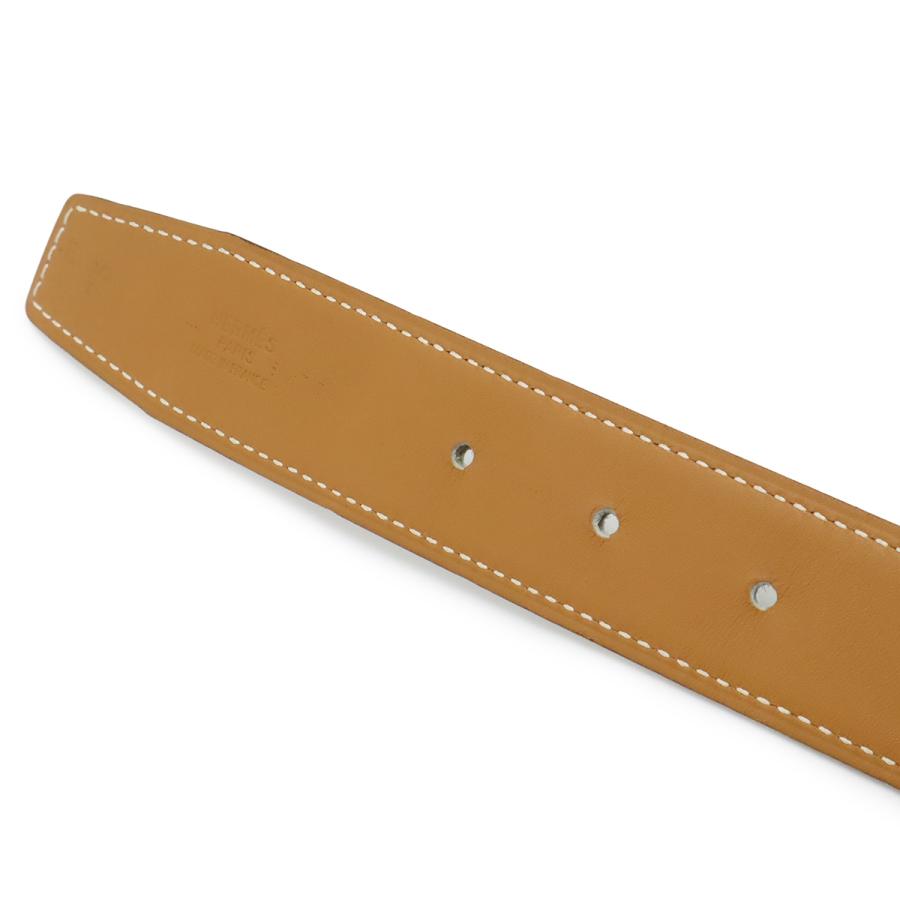 HERMES エルメス Hベルト Hバックル リバーシブル レザー ライトブラウン ライトグレー シルバー金具 #75 □H刻印 | HERMES | 06