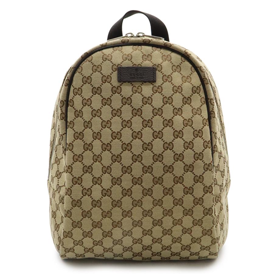 GUCCI グッチ GGキャンバス リュックサック バックパック デイパック レザー ベージュ ダークブラウン 茶 アウトレット品 449906 | GUCCI