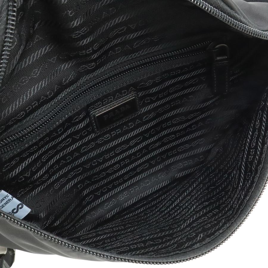 PRADA プラダ Re-Nylon ロゴ トライアングルロゴ ボディバッグ ウエストポーチ ヒップバッグ ナイロン NERO 黒 ブラック シルバー金具 | PRADA | 05