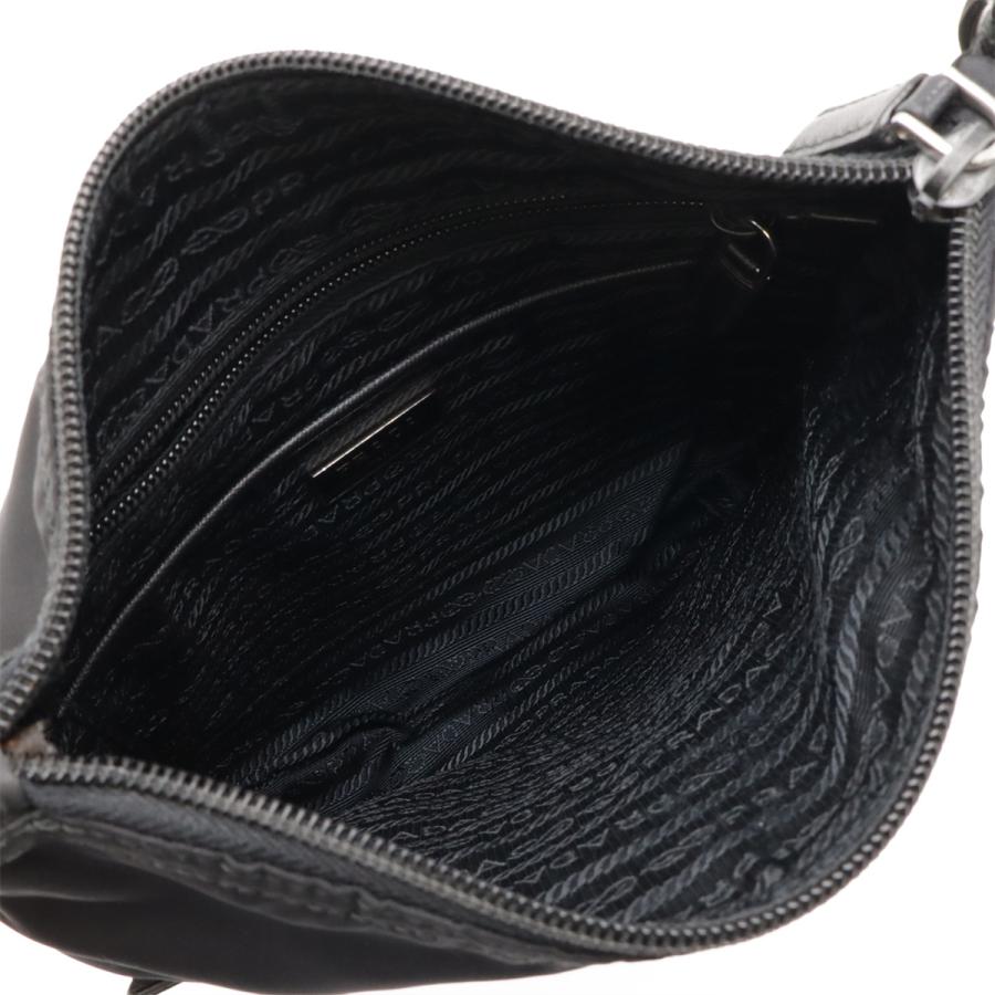 PRADA プラダ トライアングルロゴ ショルダーバッグ 斜め掛け ナイロン レザー NERO 黒 ブラック シルバー金具 1BH716 | PRADA | 05