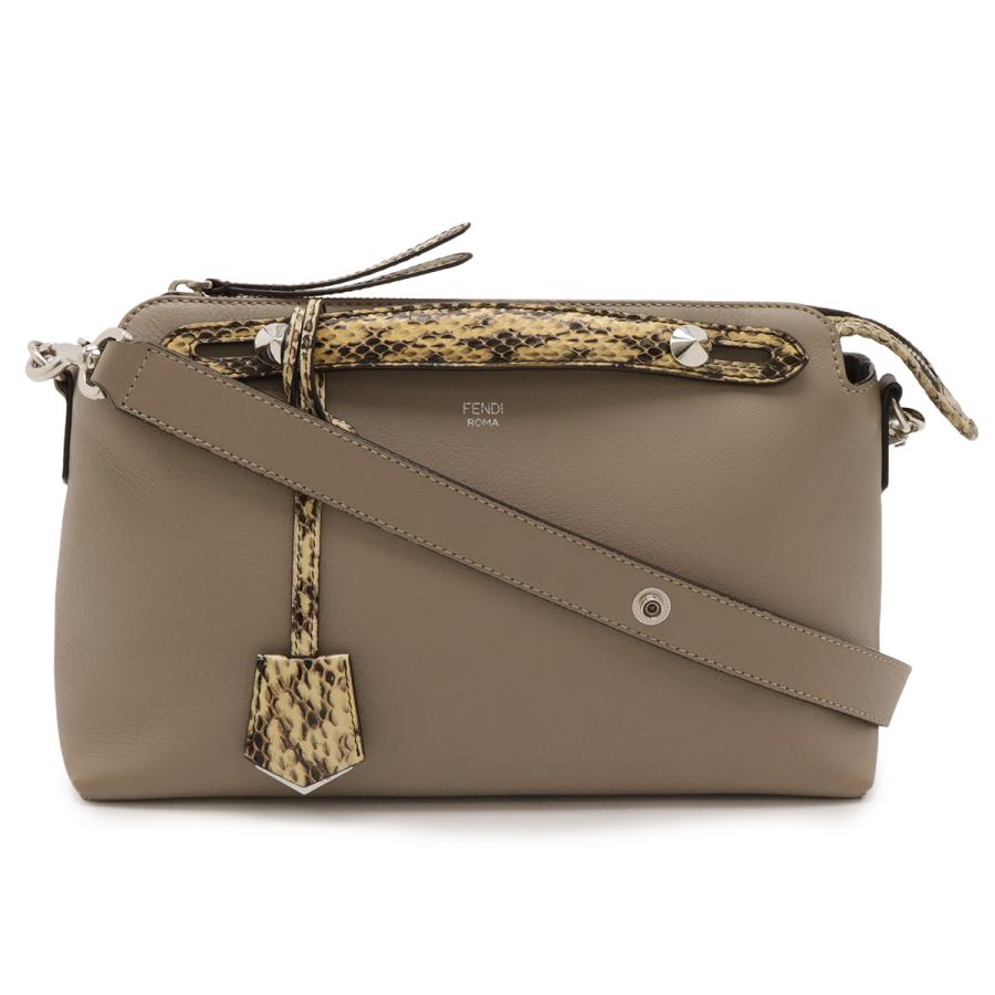 FENDI フェンディ BY THE WAY バイザウェイ ミディアム ハンドバッグ 2WAY ショルダーバッグ レザー パイソン グレージュ シルバー金具 | FENDI