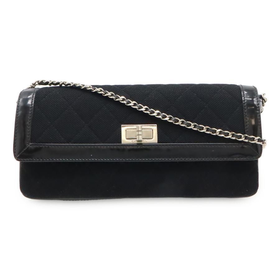 CHANEL シャネル 2.55 マトラッセ チェーンバッグ ショルダーバッグ セミショルダー 肩掛け キャンバス パテントレザー ブラック 黒 | CHANEL
