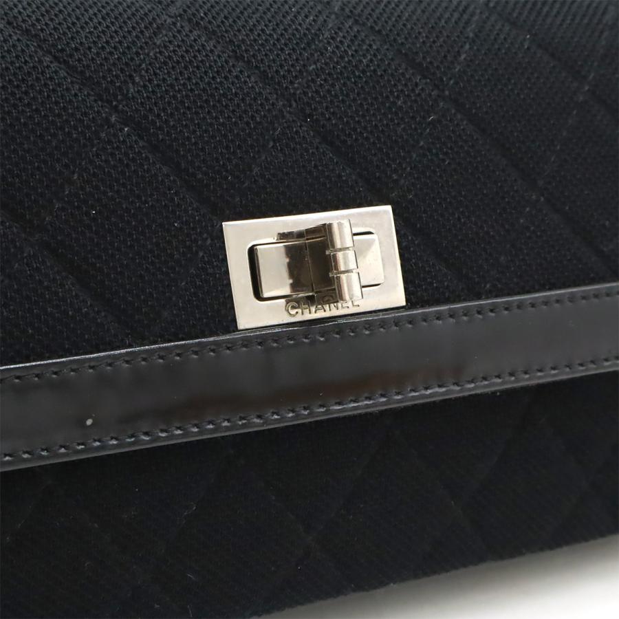 CHANEL シャネル 2.55 マトラッセ チェーンバッグ ショルダーバッグ セミショルダー 肩掛け キャンバス パテントレザー ブラック 黒 | CHANEL | 07