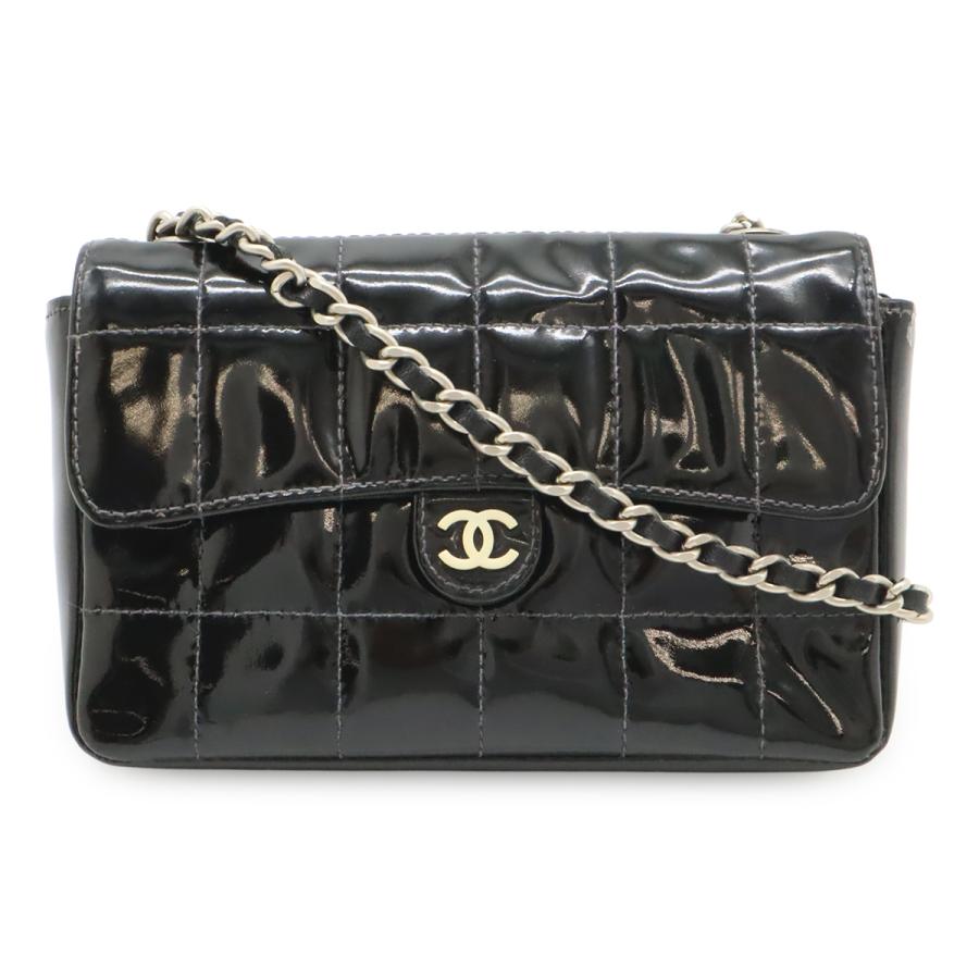 CHANEL シャネル 2.55 チョコバー チェーンバッグ ショルダーバッグ 2WAY ウエストポーチ エナメル パテントレザー ブラック 黒 | CHANEL