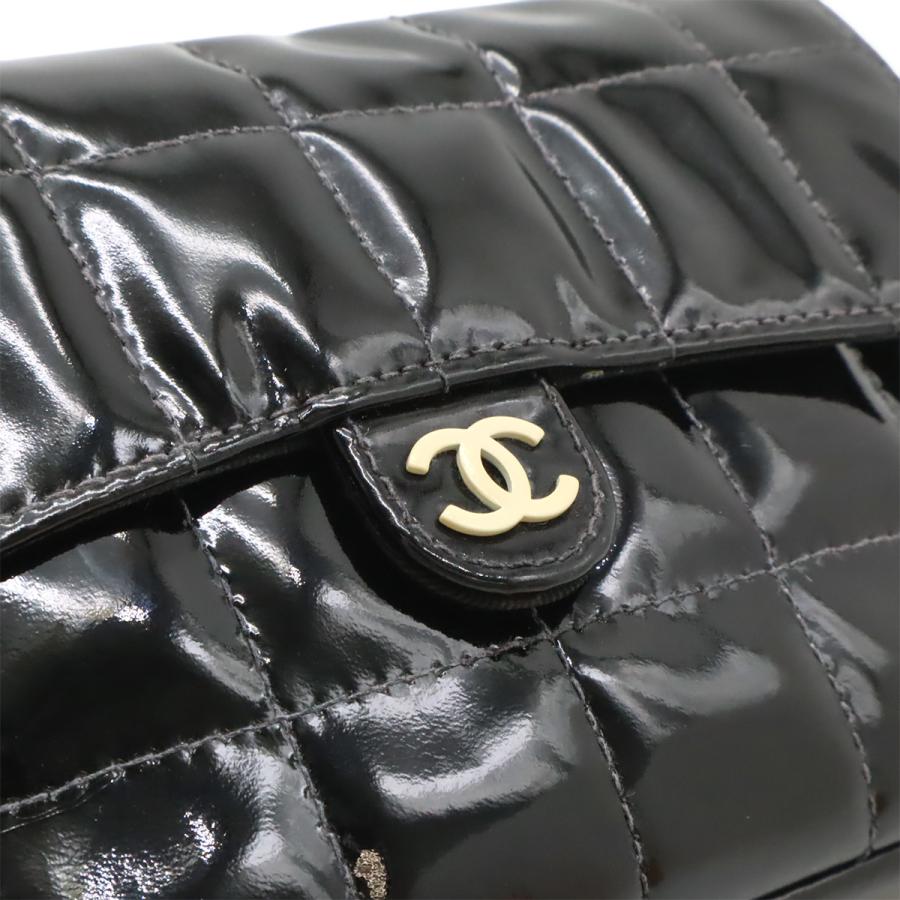 CHANEL シャネル 2.55 チョコバー チェーンバッグ ショルダーバッグ 2WAY ウエストポーチ エナメル パテントレザー ブラック 黒 | CHANEL | 07