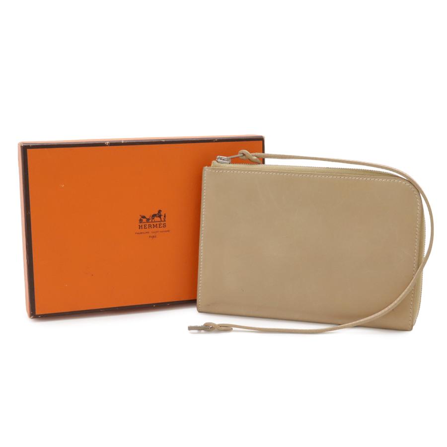 HERMES エルメス リミックス カードケース パスケース L字型ファスナー ストラップ レザー ベージュ シルバー金具 □E刻印 | HERMES | 07
