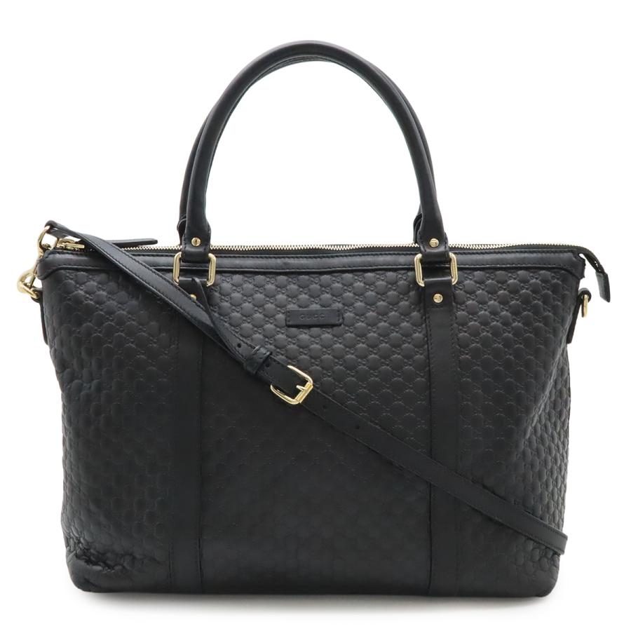 GUCCI グッチ マイクログッチシマ トートバッグ 2WAY ショルダーバッグ 斜め掛け レザー ブラック 黒 ゴールド金具 449655 | GUCCI