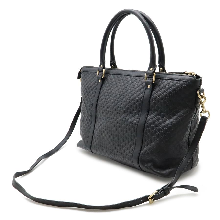 GUCCI グッチ マイクログッチシマ トートバッグ 2WAY ショルダーバッグ 斜め掛け レザー ブラック 黒 ゴールド金具 449655 | GUCCI | 01
