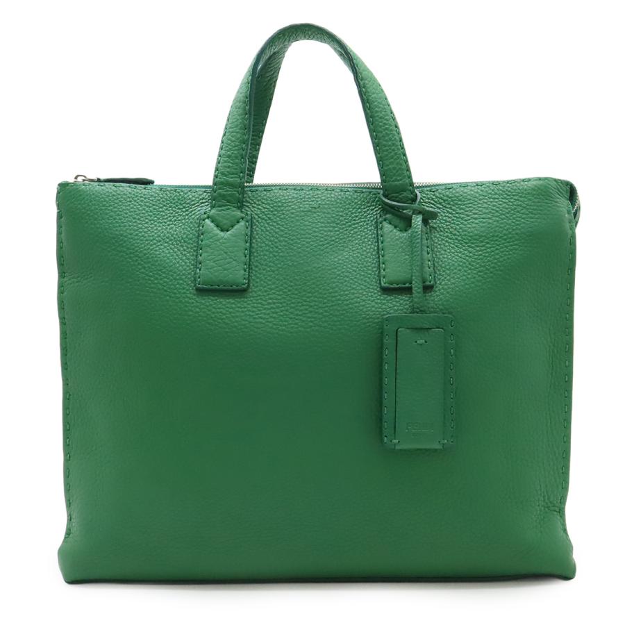 FENDI フェンディ セレリア ブリーフケース トートバッグ ビジネスバッグ レザー グリーン 緑 シルバー金具 7VA375 | FENDI