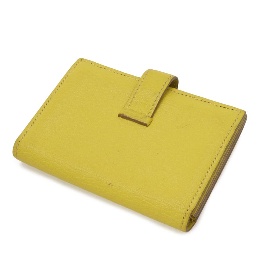 HERMES エルメス ベアン カードケース 名刺入れ パスケース シェーブル レザー ライム 黄色 イエロー ゴールド金具 Y刻印 | HERMES | 01