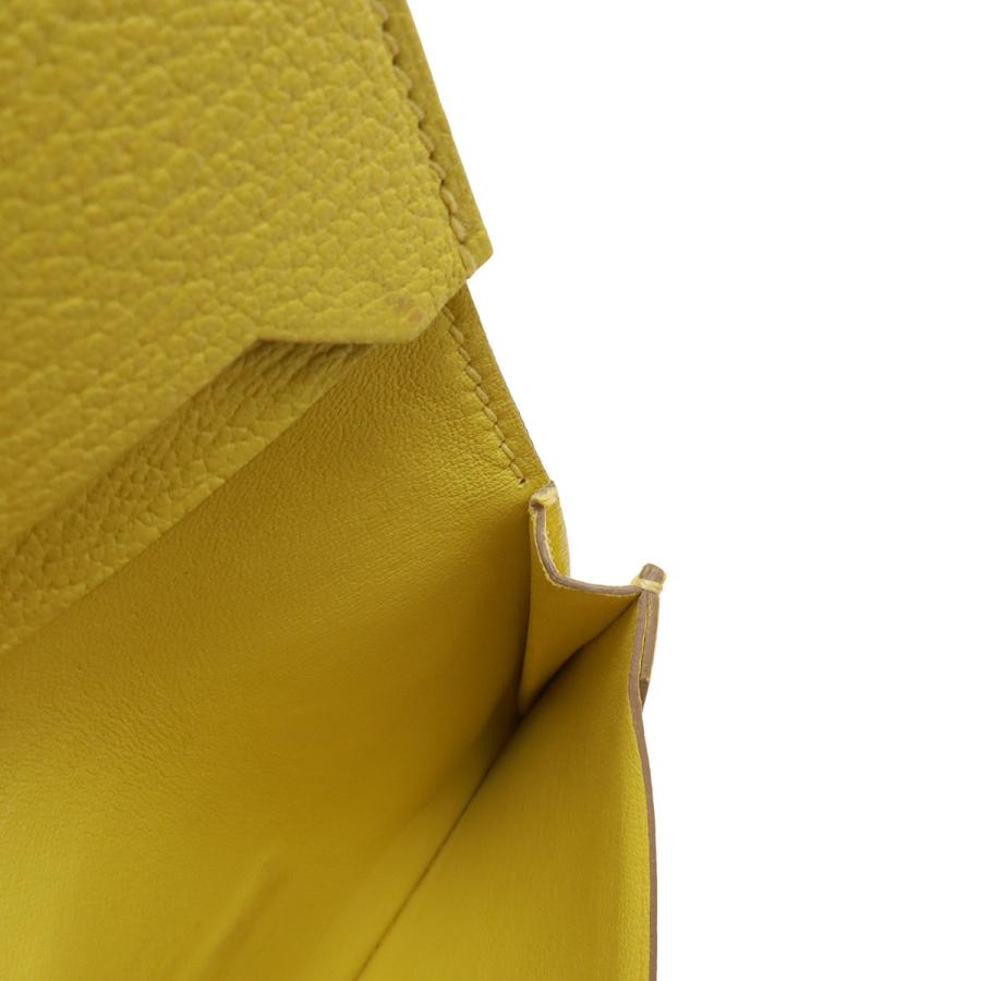 HERMES エルメス ベアン カードケース 名刺入れ パスケース シェーブル レザー ライム 黄色 イエロー ゴールド金具 Y刻印 | HERMES | 07