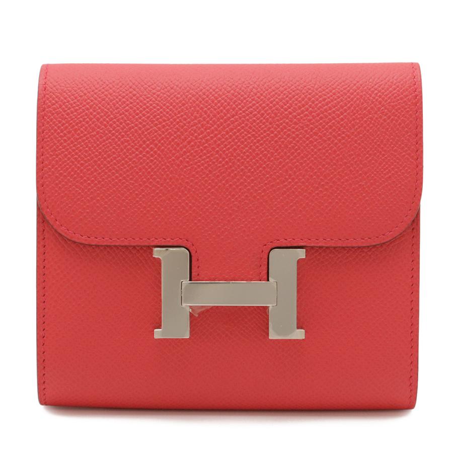 HERMES エルメス コンスタンス コンパクト 2つ折財布 二つ折り財布 ヴォーエプソン レザー フューシャピンク ピンク シルバー金具 A刻印 | HERMES