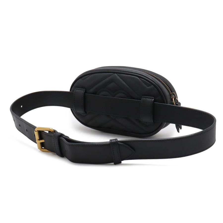 GUCCI グッチ GGマーモント ベルトバッグ ボディバッグ ウエストバッグ ウエストポーチ キルティング レザー ブラック 黒 ゴールド金具 | GUCCI | 01