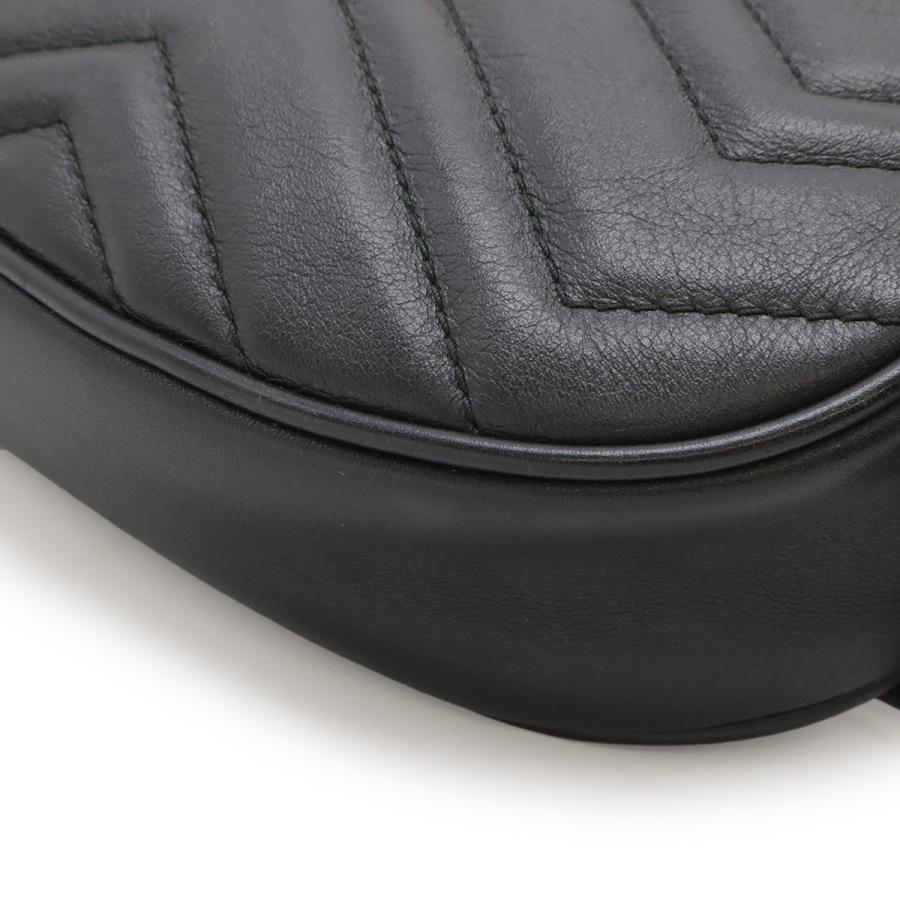 GUCCI グッチ GGマーモント ベルトバッグ ボディバッグ ウエストバッグ ウエストポーチ キルティング レザー ブラック 黒 ゴールド金具 | GUCCI | 02