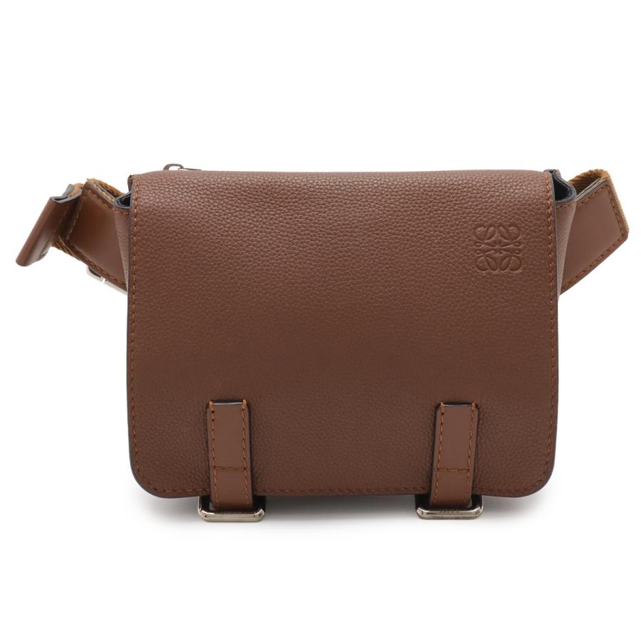 LOEWE ロエベ アナグラム ミリタリー バムバッグ ボディバッグ ショルダーバッグ 斜め掛け レザー ブラウン 茶 シルバー金具 317.12AB234 | LOEWE