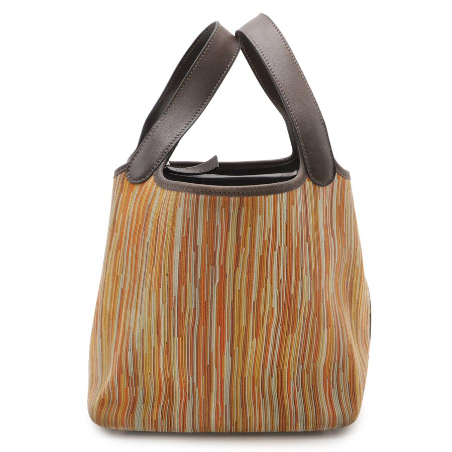 HERMES エルメス ピコタンPM ハンドバッグ トートバッグ ヴィブラート ヴォースイフト レザー オレンジ マルチカラー ダークブラウン | HERMES