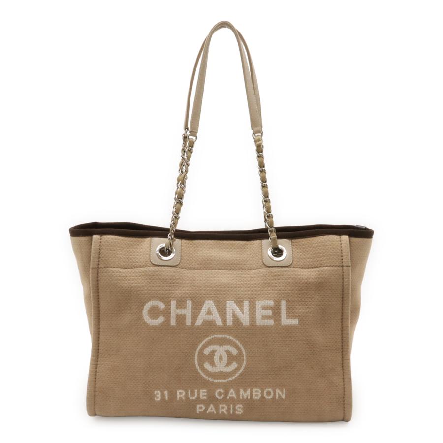 CHANEL シャネル ドーヴィル ミディアムトートMM トートバッグ ショルダーバッグ チェーンショルダー ベージュ ブラウン シルバー金具 | CHANEL