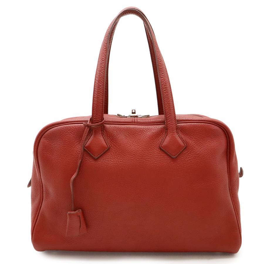 HERMES エルメス ヴィクトリア35 ハンドバッグ ミニボストンバッグ ショルダーバッグ トリヨンクレマンス レッド 赤 シルバー金具 | HERMES
