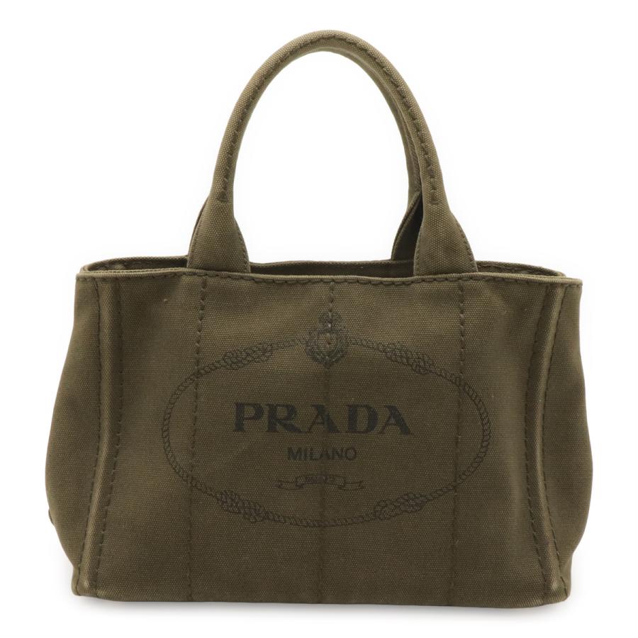 PRADA プラダ CANAPA カナパ トートバッグ ハンドバッグ キャンバス カーキグリーン ゴールド金具 ショルダーストラップ欠品 1BG439 | PRADA